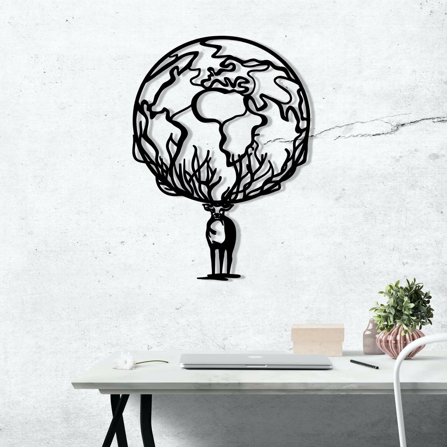 Aksesor dekorativ metalik për mur Wallity, Confused, ngjyrë e zezë, 44x60cm