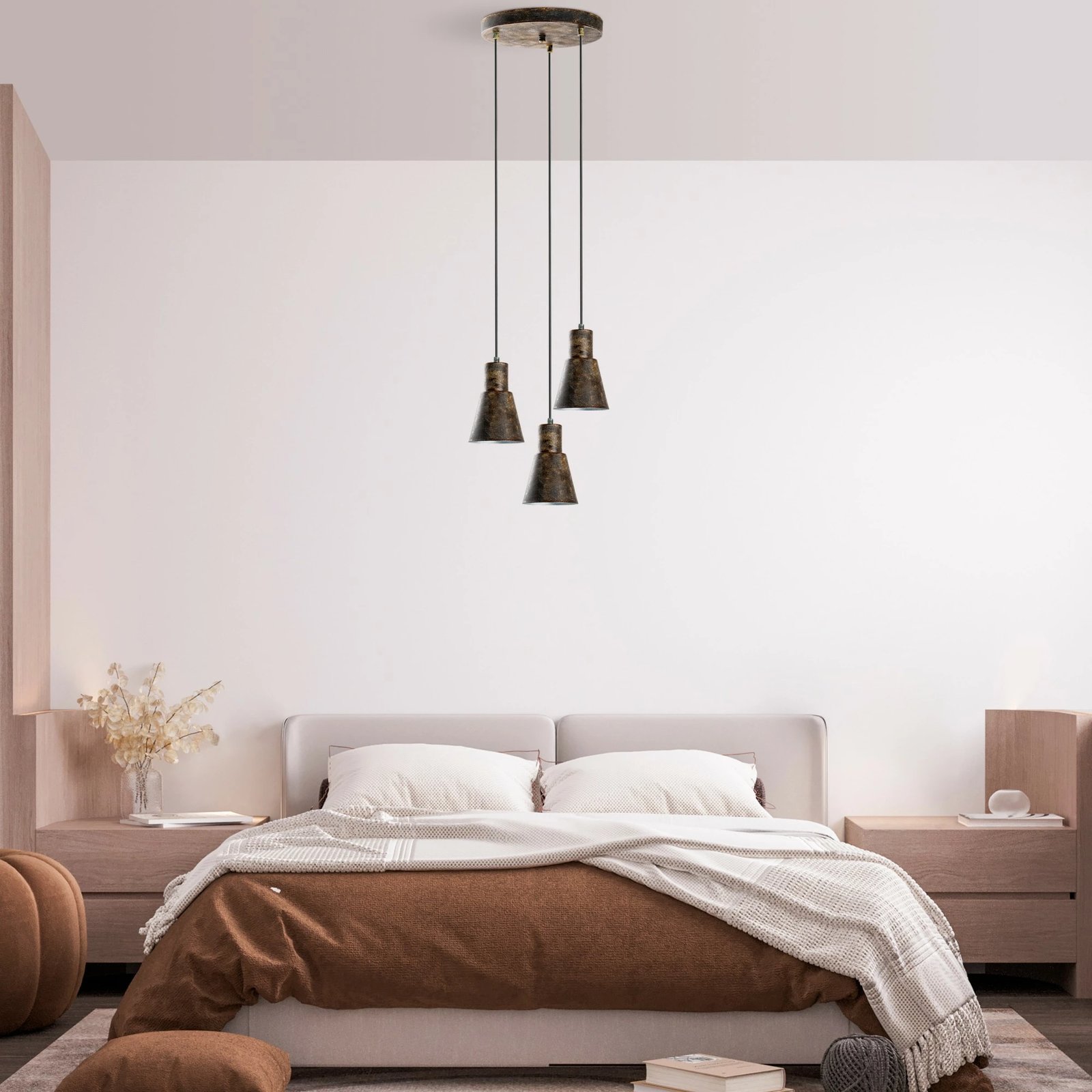 Llambë tavani Opviq, KONIKKEM-6357-3-RETRO, metal, ngjyrë antike, lartësi e rregullueshme, 40cm