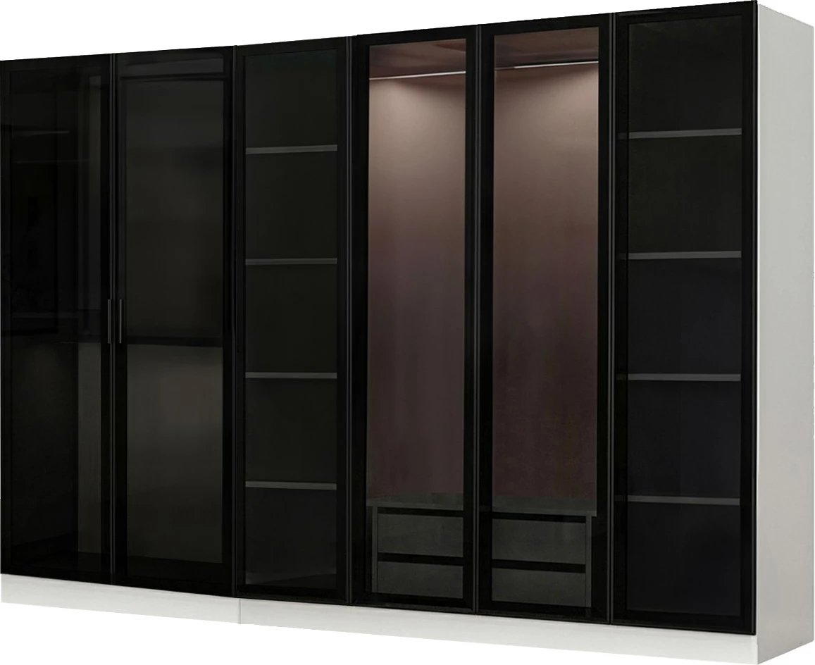 Dollap Skye Decor, i bardhë e i zi, 270x210x52 cm, 8 pjesë