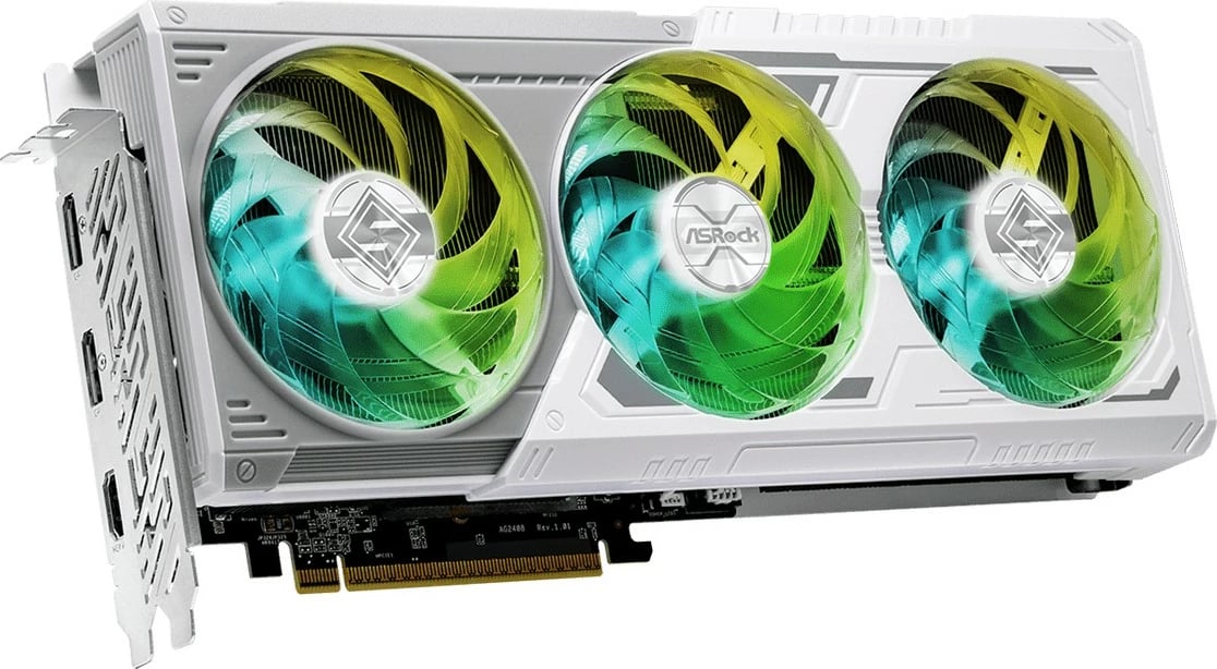 Kartelë grafike ASRock RX 9060XT Steel Legend 8GB GDDR6, 3 fan, gri/bardhë