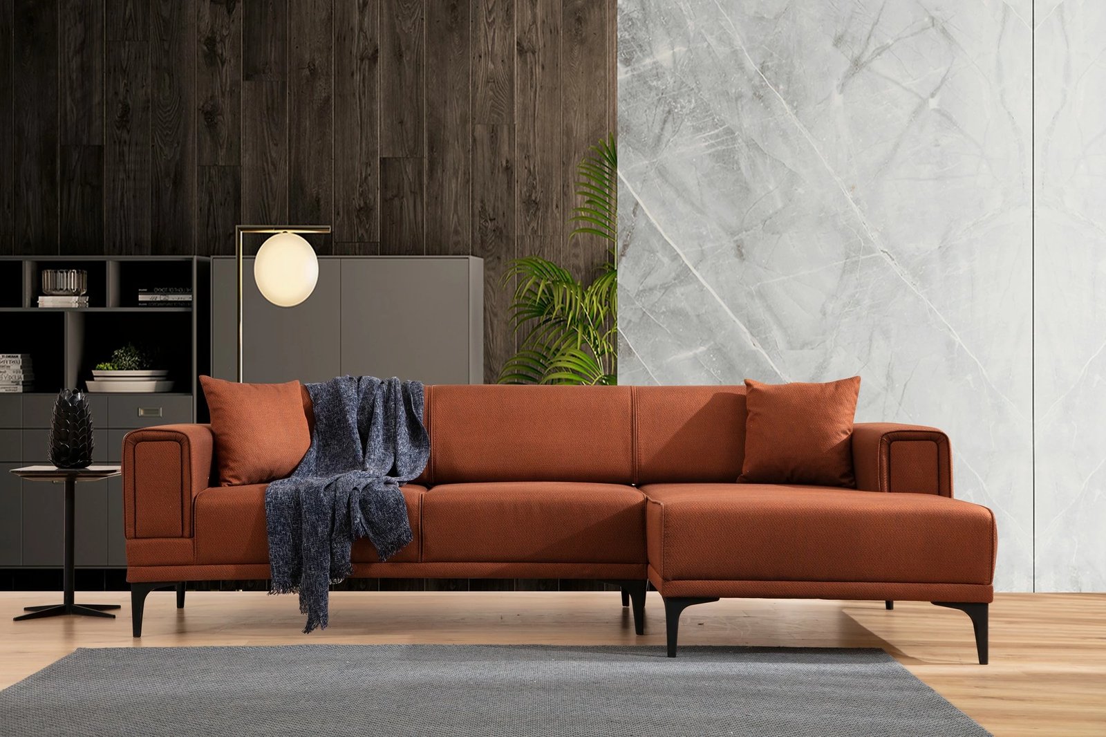 Kënd-sofë krevate Atelier del Sofa, Horizon, kënd i djathtë, ngjyrë e kuqe tjegulle