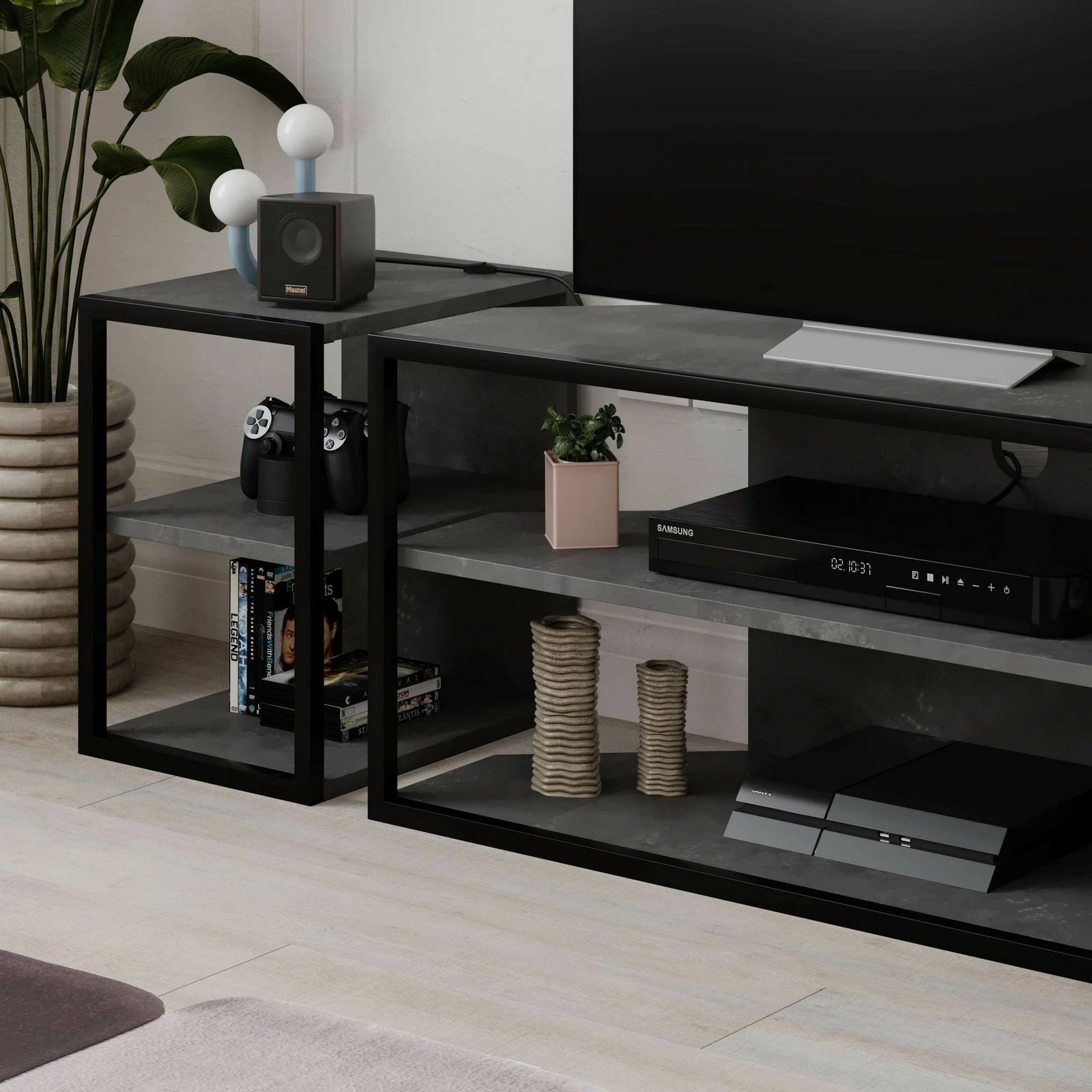 Komodinë TV, ngjyrë gri retro, Skye Decor, Echo