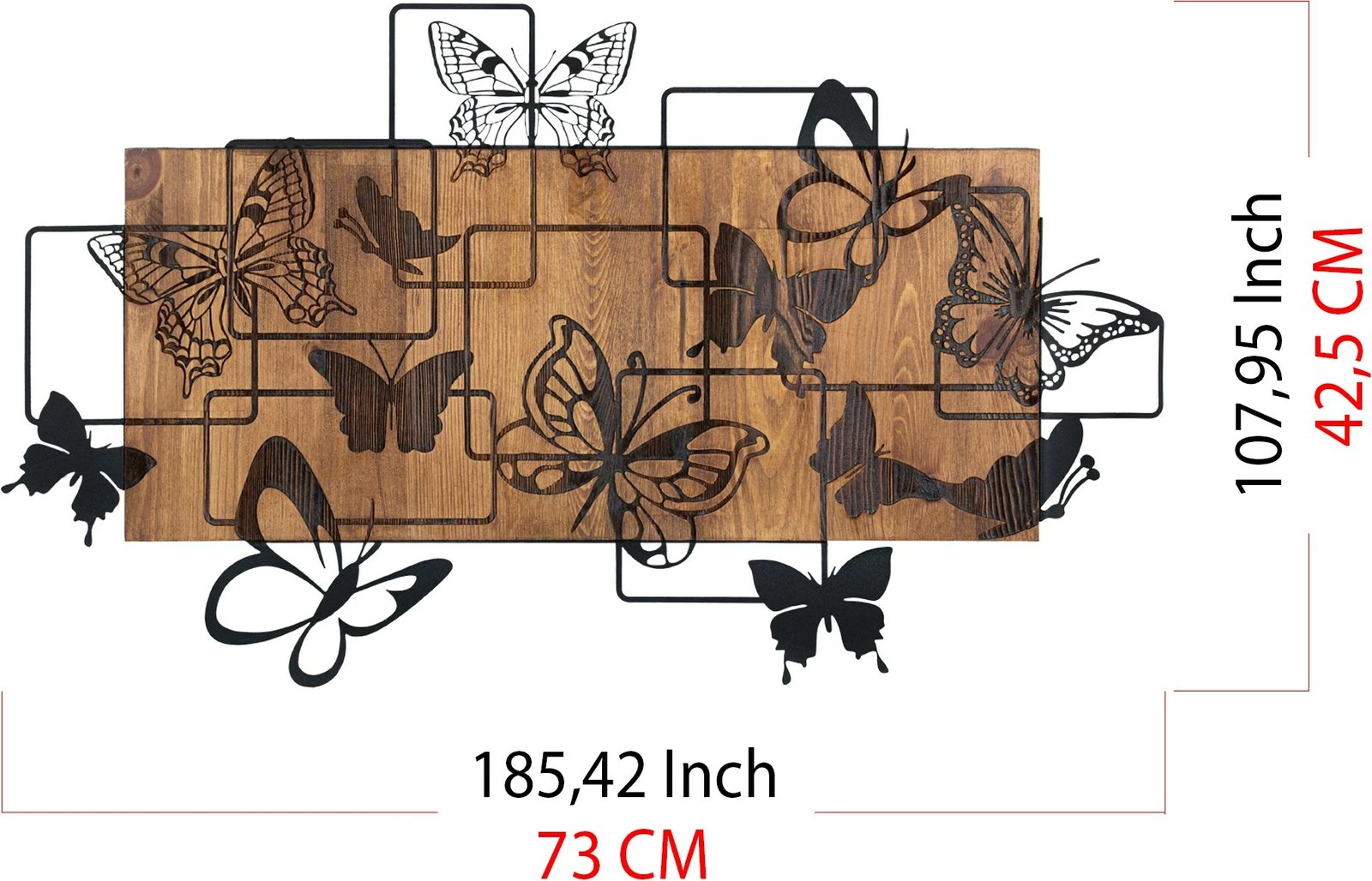 Aksesore dekorativ prej druri për mur, Wallity, Legendary, ngjyrë e zezë dhe arre, 73x42.5cm