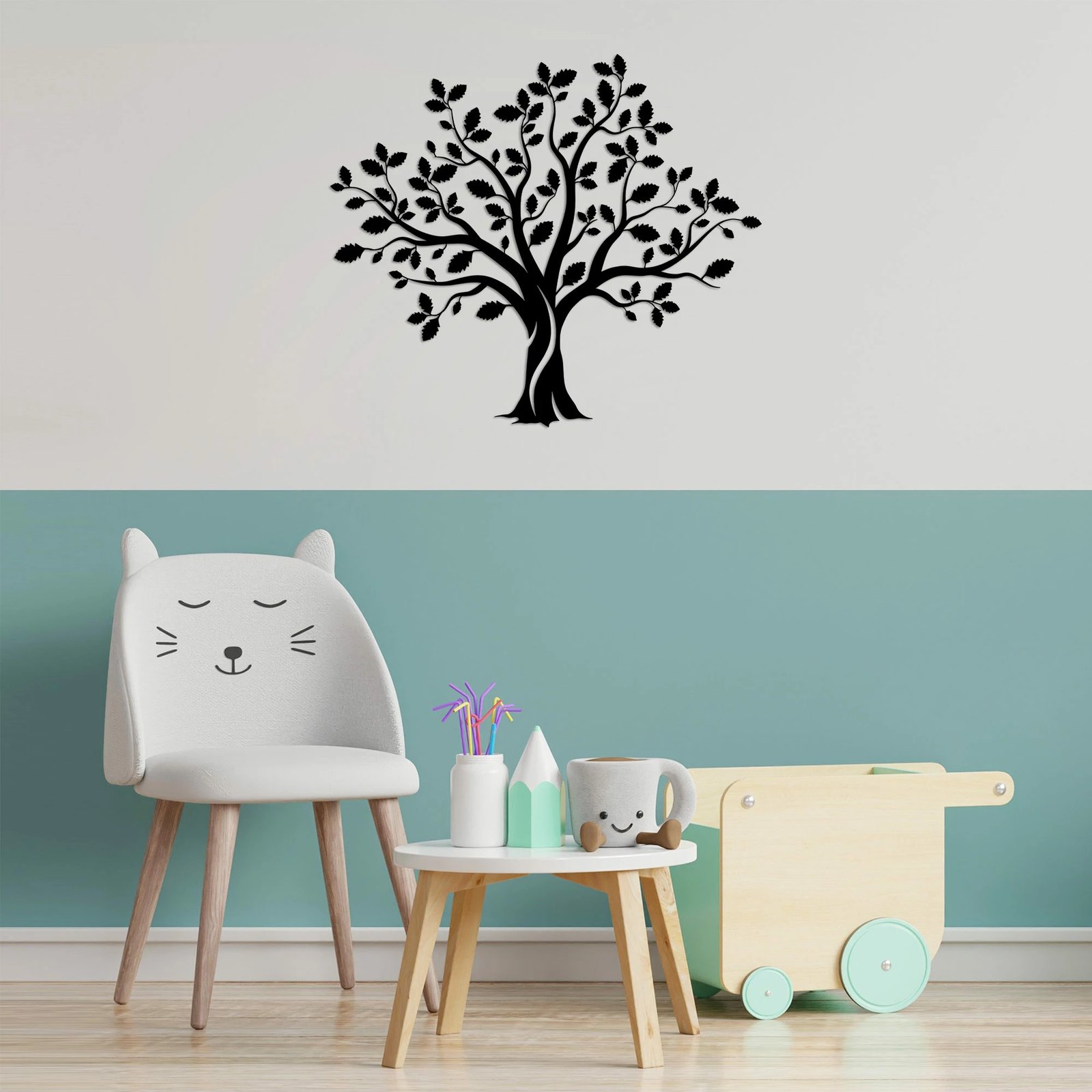 Aksesor dekorativ metalik për mur, Monumental Tree 14, ngjyrë e zezë