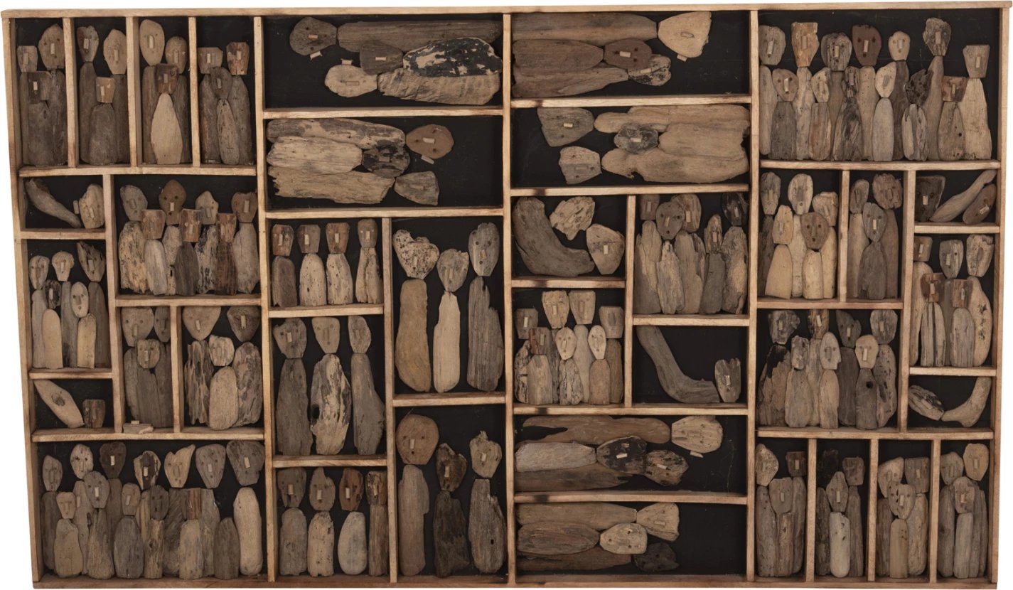 Dekor për mur MYST FH4281 me figurina prej druri të sjellë nga deti 200x6x120Hcm