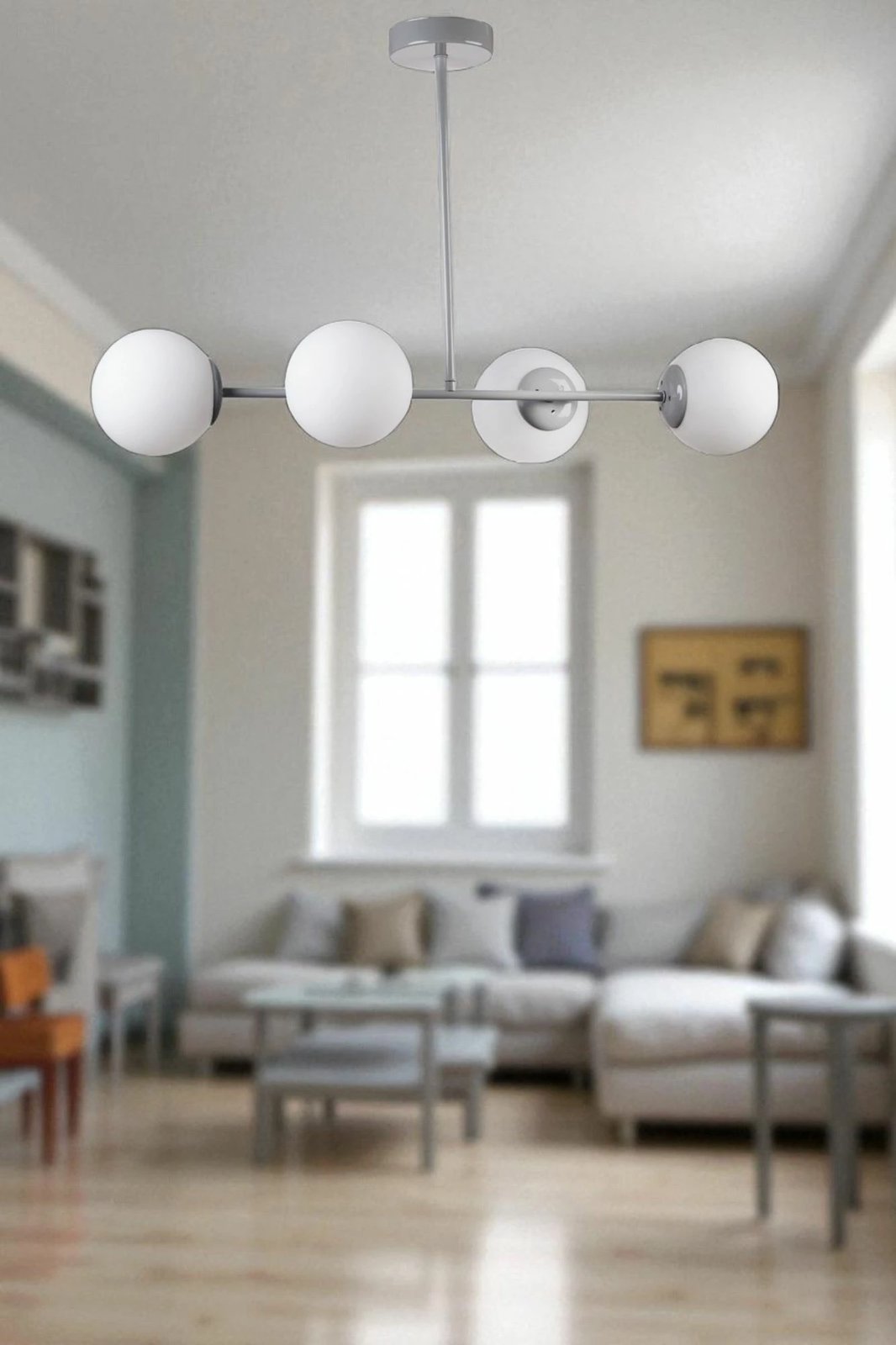 Llambadar Opviq, 8990-4, metal dhe qelq, ngjyrë e bardhë dhe gri