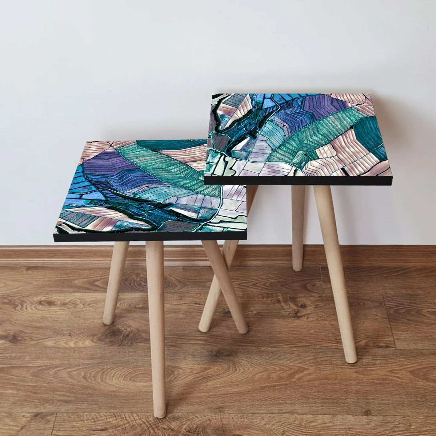 Tavolina ndihmëse të vendosshme (2 copë), Skye Decor, 2Shp80, shumëngjyrëshe