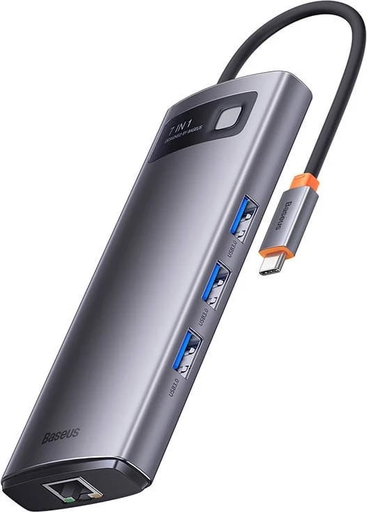 Hub USB-C Baseus Metal Gleam Series 7w1, gri