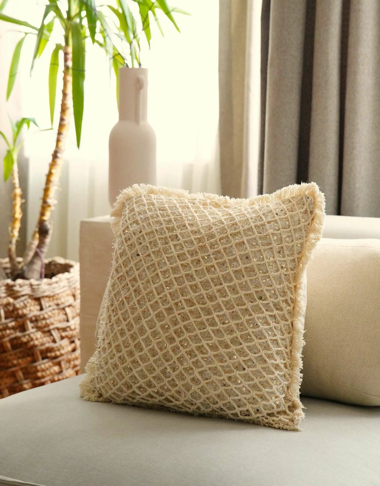 Jastëkëmbulesë bezhë Evila Originals, KET007, 43x43cm