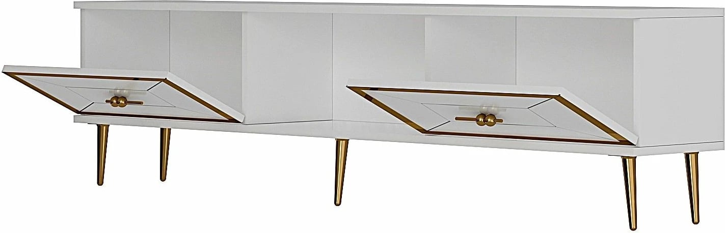 Komodë TV Skye Decor, Arno, e bardhë, ari