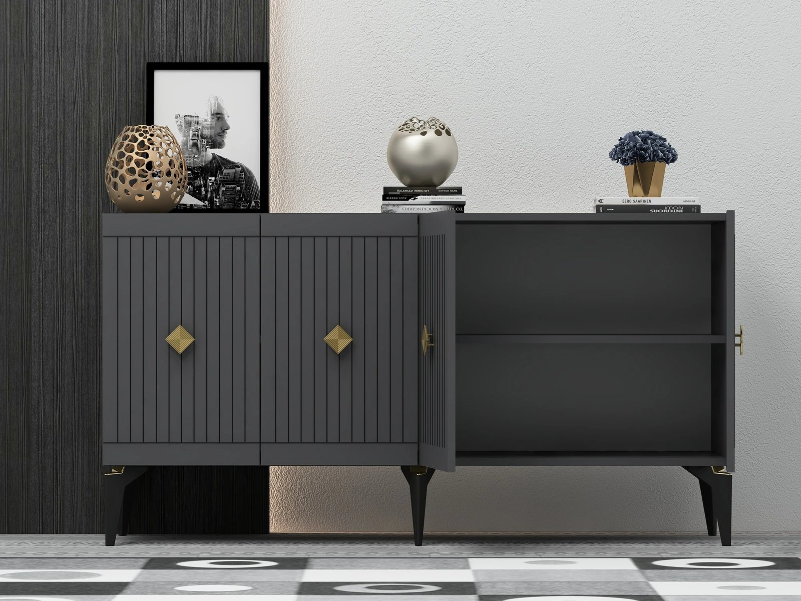 Konsolë Skye Decor, antracit, ar