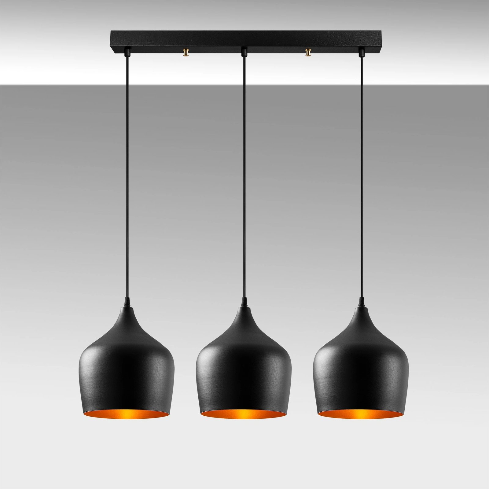 Llambë tavani moderne, tre pjesë, ngjyrë e zezë, Dodo - 6271