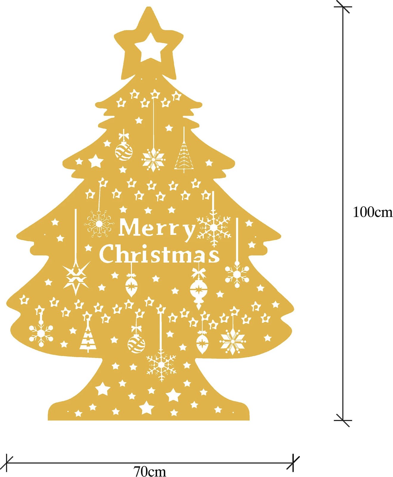 Aksesor dekorativ metalik për mur, formë bredhi Krishtlindjesh, Wallity XMASGOLD-031