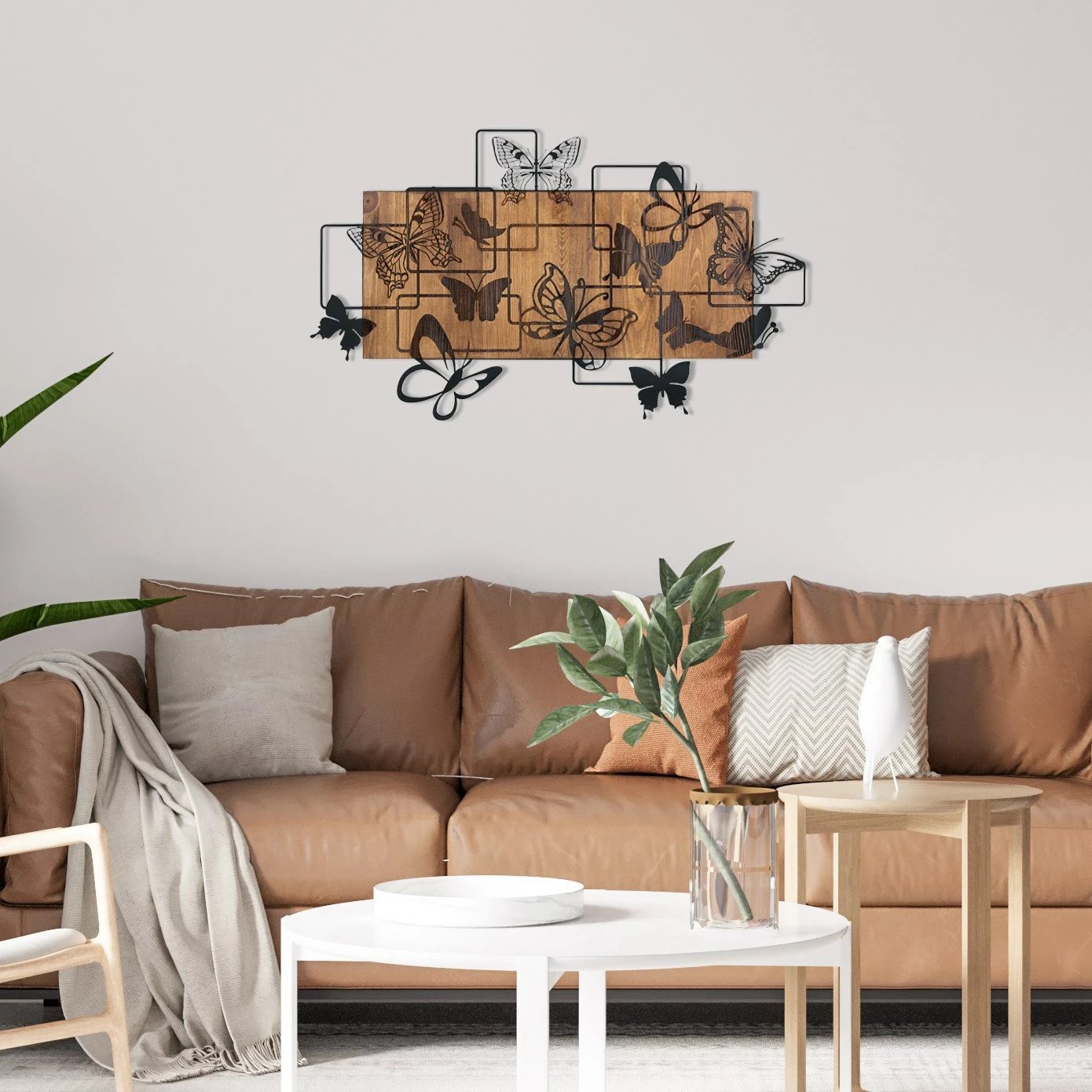 Aksesore dekorativ prej druri për mur, Wallity, Legendary, ngjyrë e zezë dhe arre, 73x42.5cm