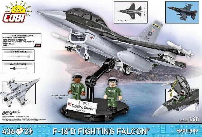 Set blloqesh ndërtimi, Cobi, COBI-5914 F-16D Fighting Falcon, shkallë 1:48, 436 pjesë, 2 figura