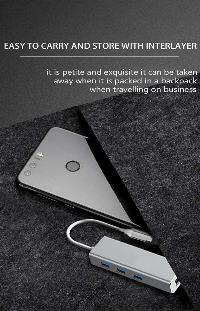 Docking Station HUB Techtonic Type C nav USB3.2 til RJ45 Ethernet