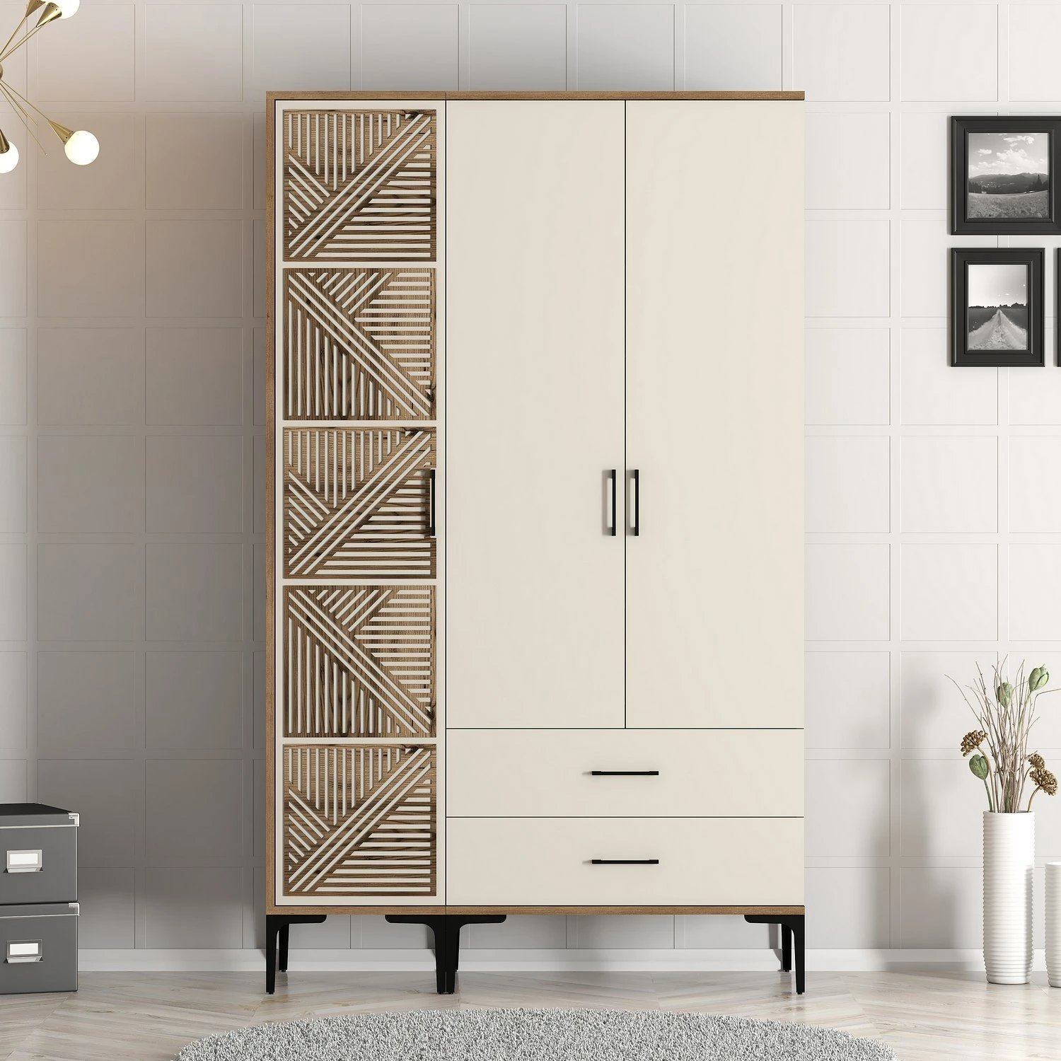 Dollap Hanah Home, Kumsal PT, ngjyrë arre dhe krem