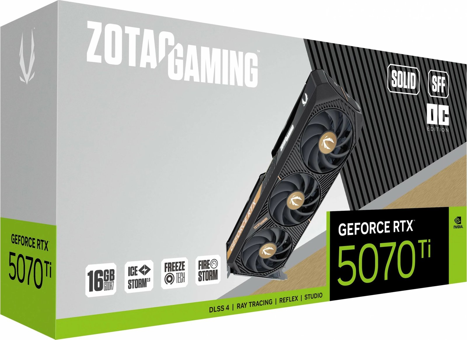 Kartelë grafike Zotac GAMING GeForce RTX 5070 Ti SOLID SFF OC, 16 GB, GDDR7, e bardhë