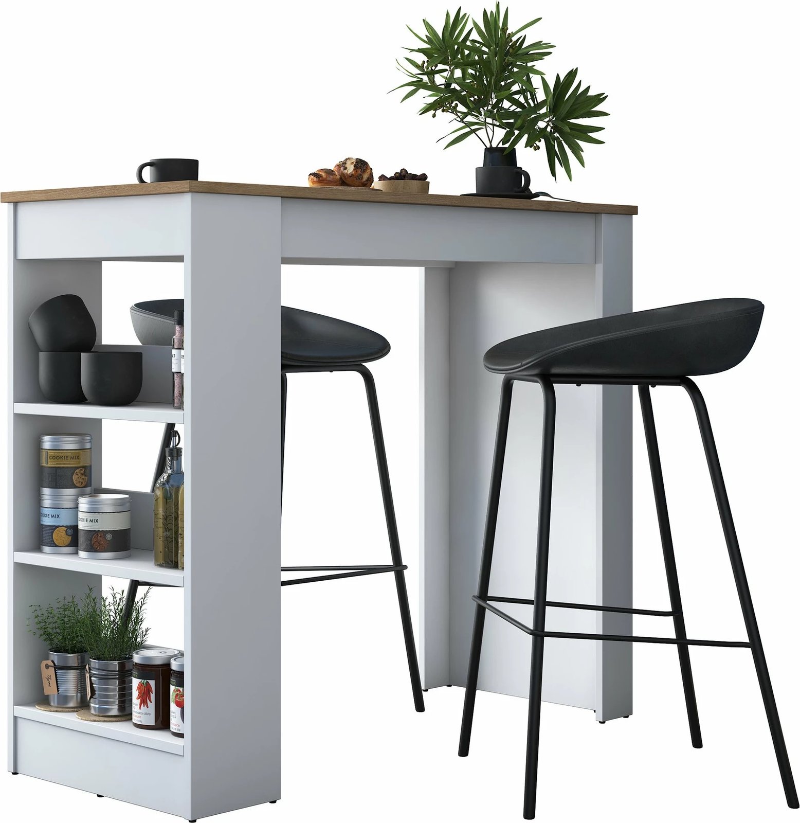 Tavolinë kuzhine skandinave, ngjyrë arre dhe e bardhë, JA103 - 2345