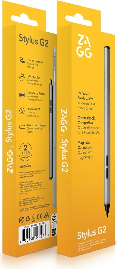 Stilolaps digjital ZAGG Stylus G2, universal, Gri