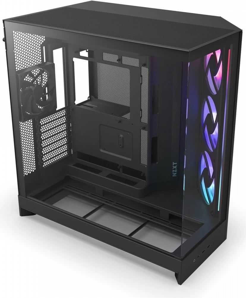 Kasë NZXT H9 Flow RGB (2025) CM-H92FB-R1 Midi Tower ATX, xham i temperuar, mbështetje radiator 420 mm, deri 10 fenera, e zezë Kasë NZXT H9 Flow RGB (2025) CM-H92FB-R1 Midi Tower ATX, xham i temperuar, mbështetje radiator 420 mm, deri 10 fenera, e zezë