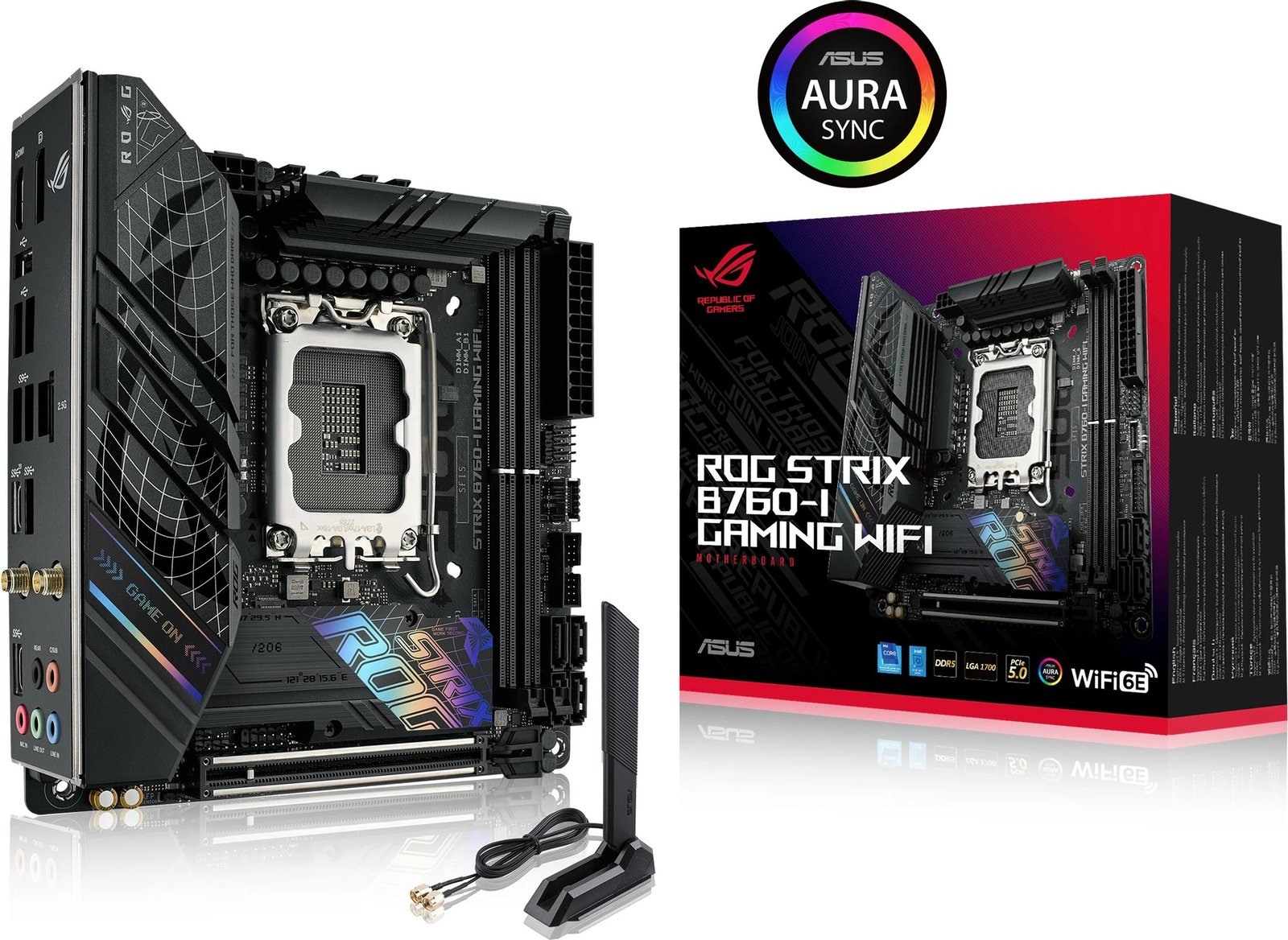 Pllakë amë ASUS ROG STRIX B760-I GAMING WIFI, Intel, LGA 1700, DDR5-SDRAM, 64 GB
