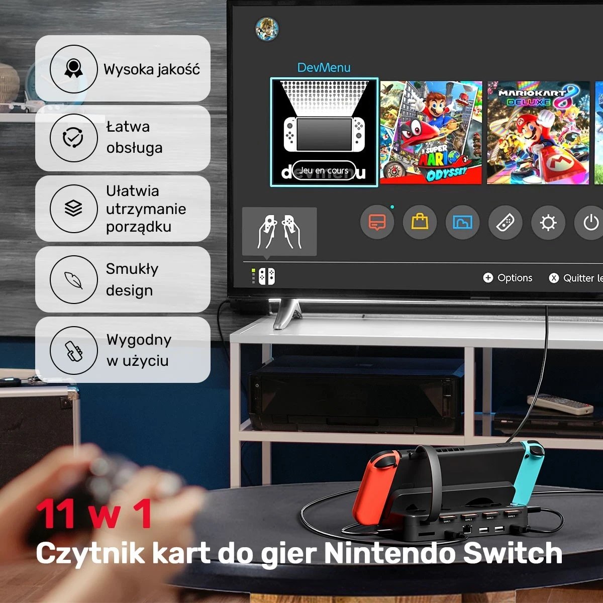 Stacioni i dokimit për Nintendo Switch Unitek, 100W 4K, i zi Stacioni i dokimit për Nintendo Switch Unitek, 100W 4K, i zi