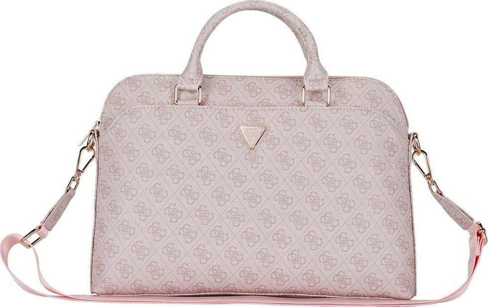 Çantë laptopi Guess 4G Zipper Pocket Triangle Logo, 15", Rozë