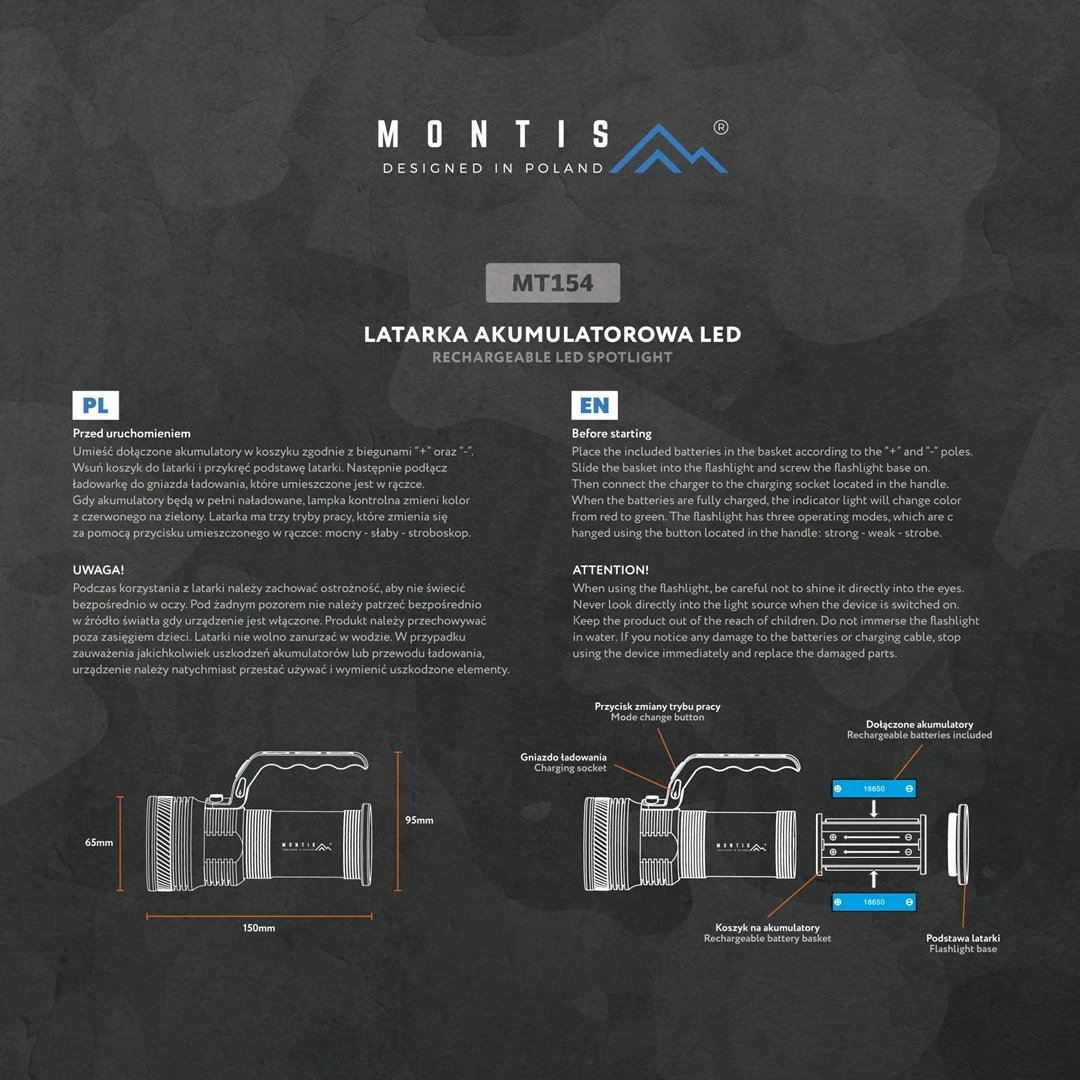 Elektrik dore Montis MT154, LED, 4000 mAh, Alumini, Gri