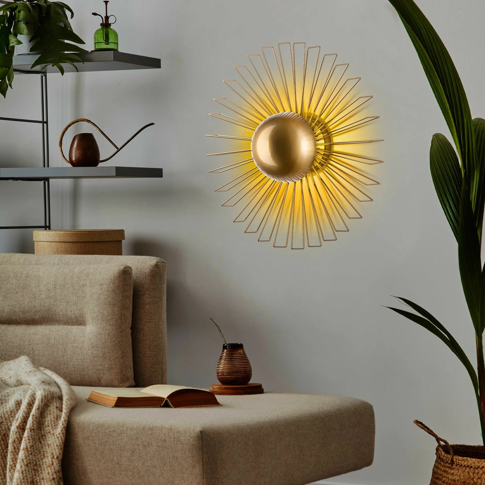 Llambë muri dekorative, metalike, ngjyrë ari, Opviq Kaya - 15236 - L