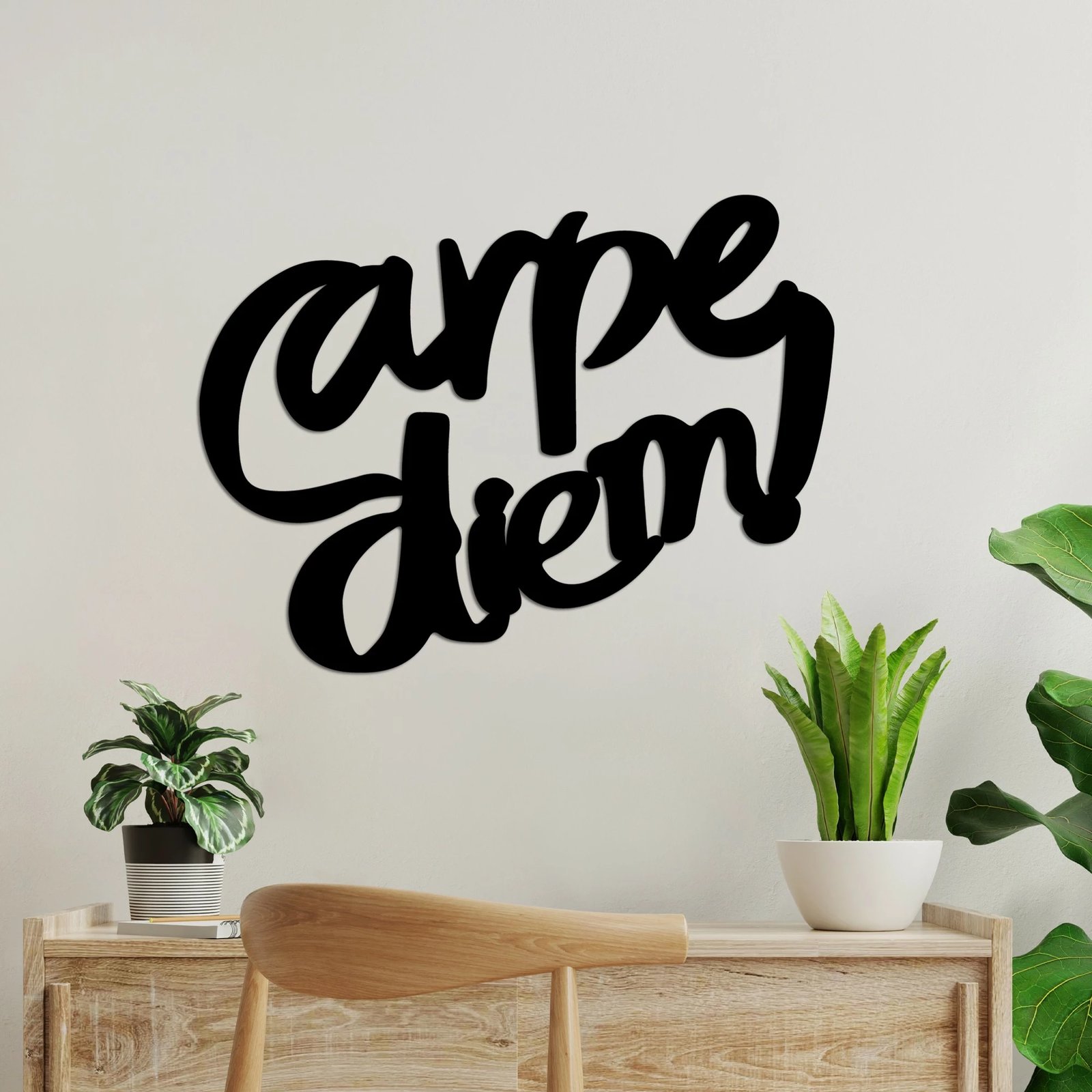 Aksesor dekorativ metalik për mur, Carpe Diem 5, ngjyrë e zezë, Wallity