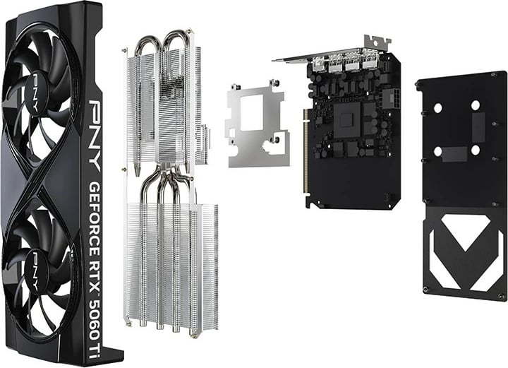 Kartelë grafike PNY GeForce RTX 5060 Ti, 16GB, DDR7, OC, PCI-E 8x, e zezë