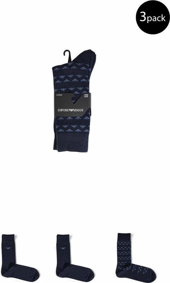 Çorape për meshkuj Emporio Armani, blu, 3 pale