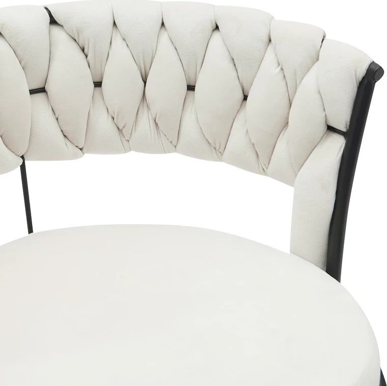 Karrige për bar Erosa, kadife bezhë, këmbë metali të zeza, 58x55x90cm