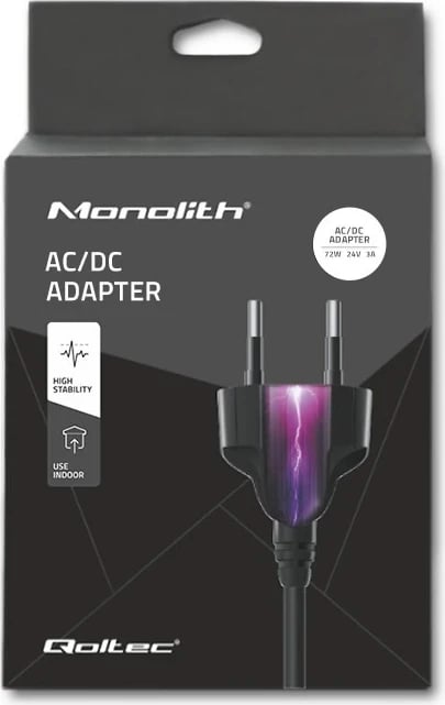 Furnizimi me energji elektrike Qoltec Desktop 72W | 24V | 3A | 5,5 * 2,5 | + kabllo rryme