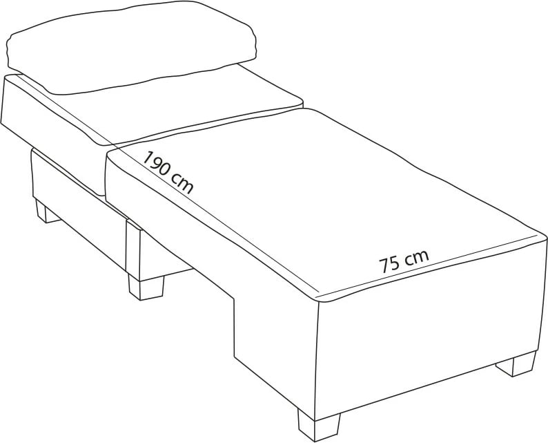 Krevati-kolltuk një vendësh, Atelier del Sofa, liri Perenna, anë e djathtë, ngjyrë gri
