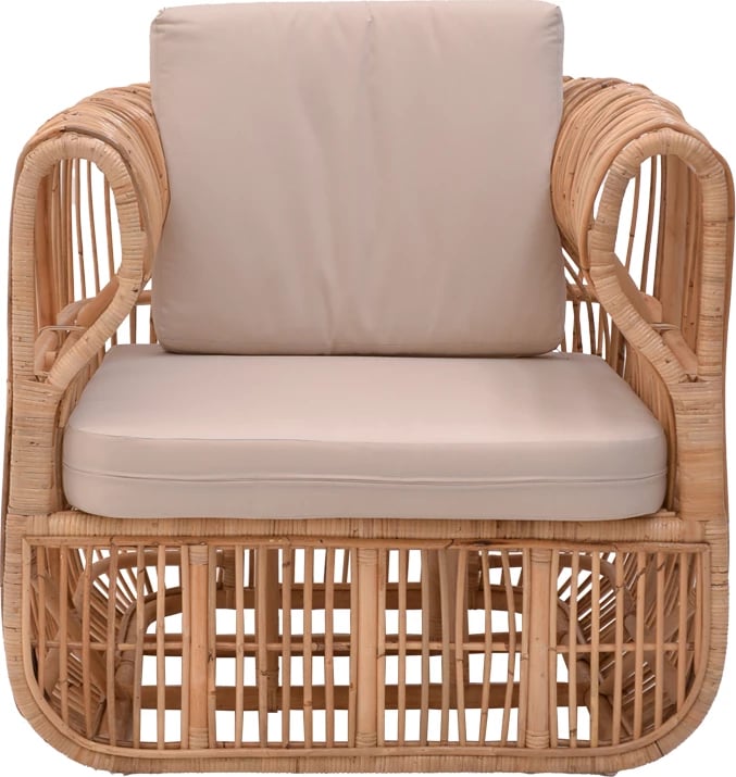 Fotelë Fajole ngjyrë natyrale rattan-jastëk bezhë 86x86x66cm
