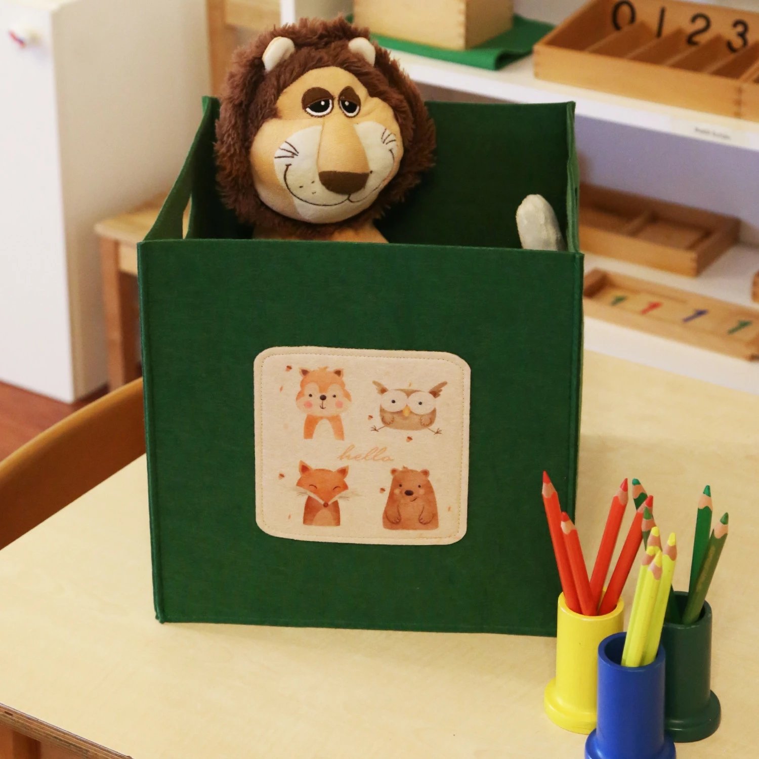 Set shporta organizuese prej fëlti, ngjyrë e gjelbër dhe krem, Aberto Design, HMY-6258, 30x30x30cm (2 copë)