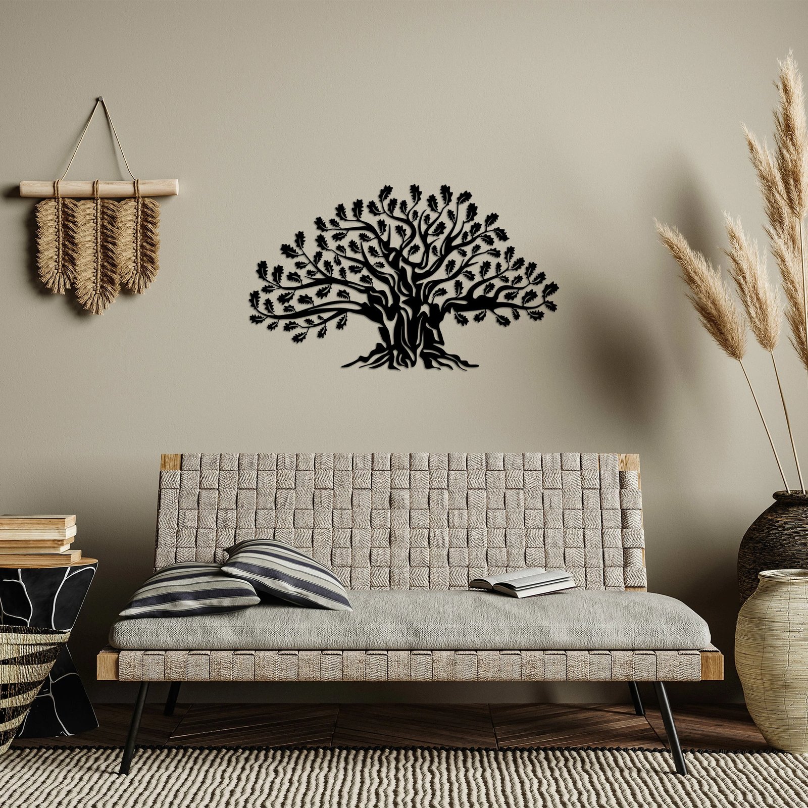 Aksesor dekorativ muri prej metali, Monumental Tree 17, ngjyrë e zezë, 42x70cm