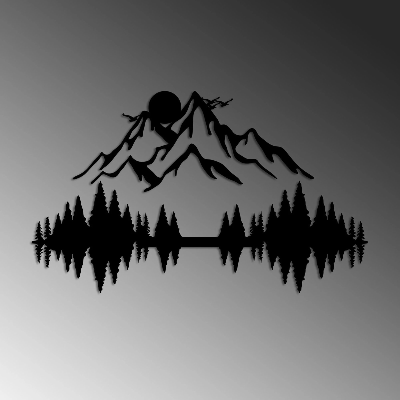 Aksesor dekorativ metalik për mur, natyrë dhe mal, 2 copë