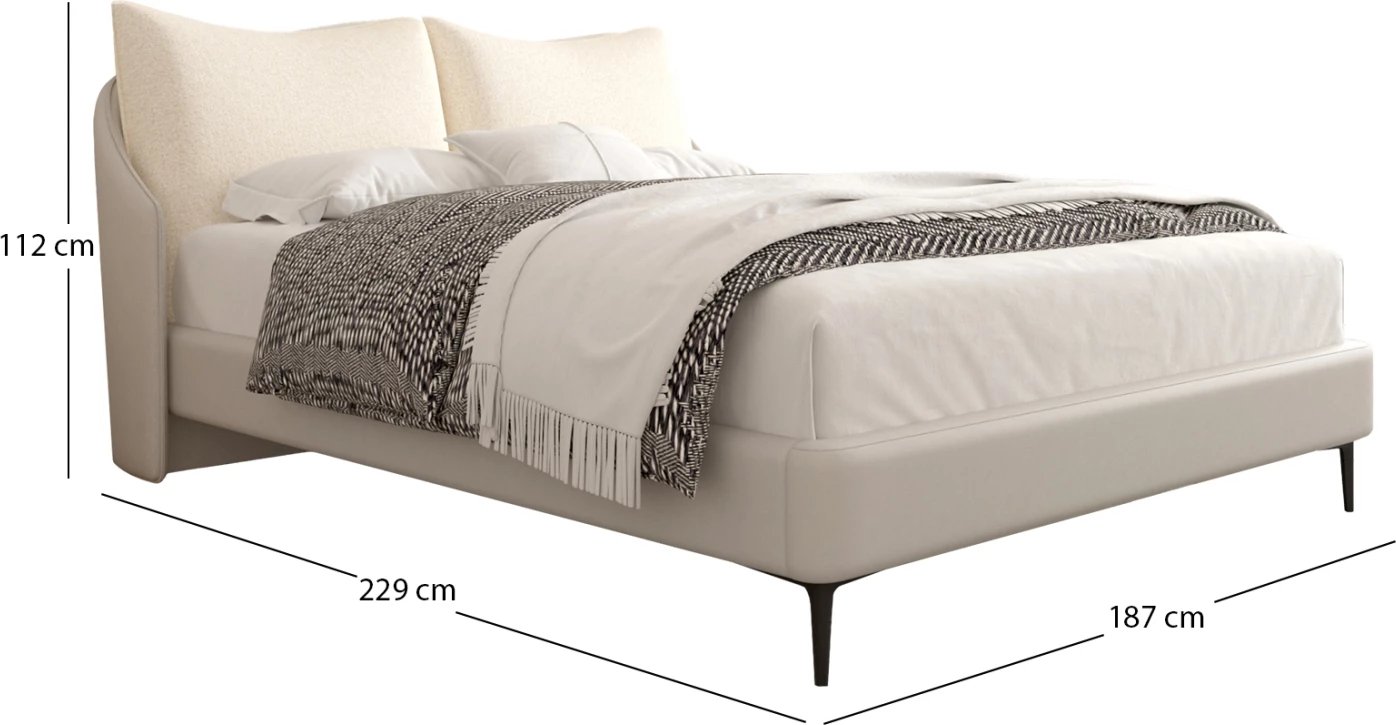 Krevat dopio Brittania, material stof & PVC, bezhë, për dyshek 160x200cm