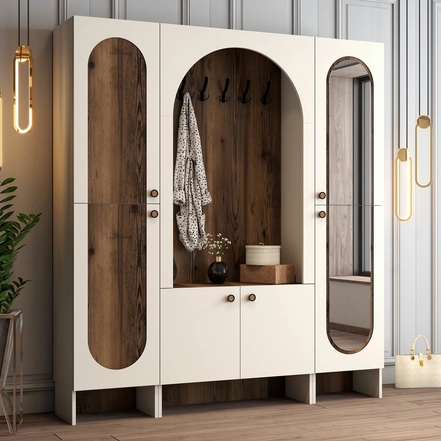 Stendë për korridor, ngjyrë krem dhe arrë, Skye Decor Palermo Klm