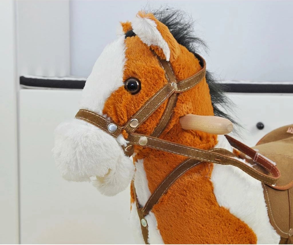 Kalë lëkundës me tinguj, Milly Mally, Jurášek, kapacitet 30 kg, 60x28x55 cm, kafe e çelët