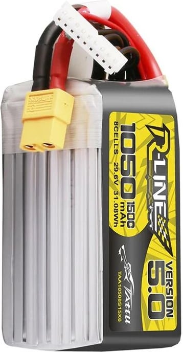 Bateri LiPo Tattu R-Line Version 5.0, 1050mAh, 29.6V, 8S, 150C, XT60