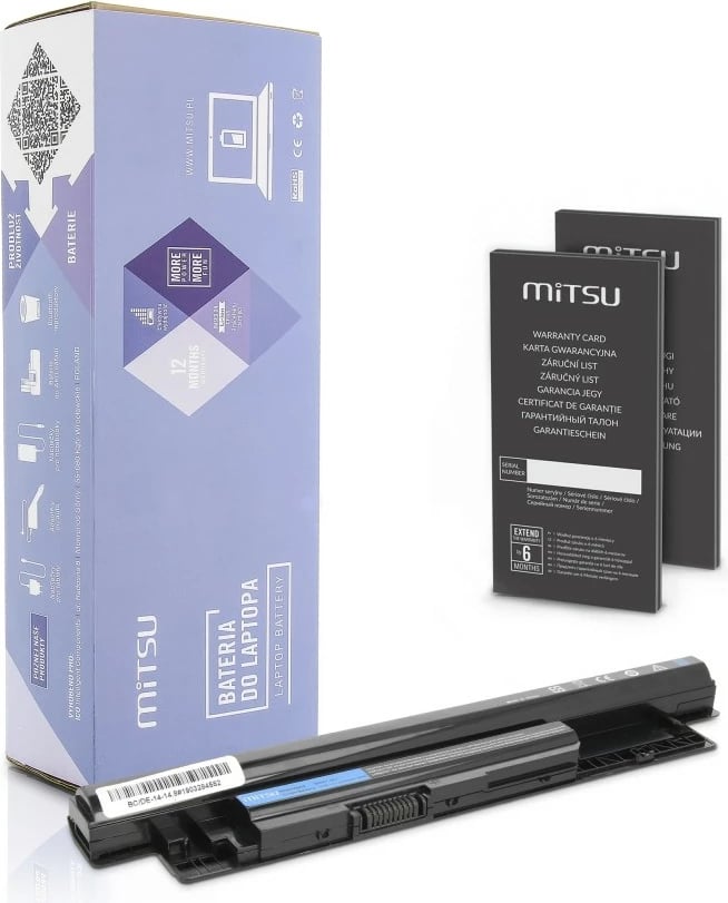 Bateri laptop Mitsu BC/DE-14-14.8 për Dell Inspiron 14, 15, 17, 2200mAh, 14.8V, e zezë