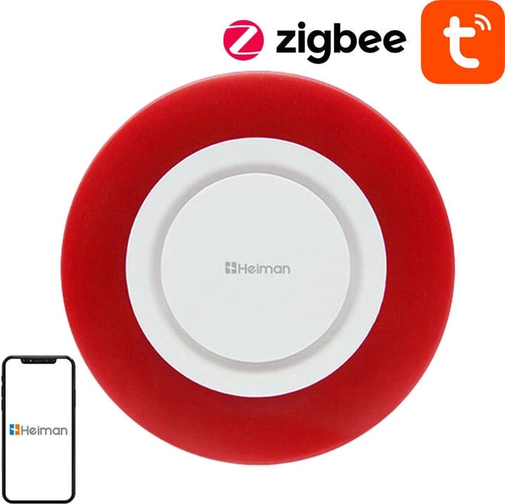 Alarm smart wireless Heiman HS2WD, Zigbee 3.0, Tuya, i kuq