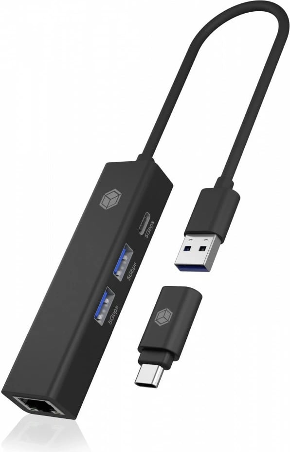 Hub IcyBox IB-HUB1439-LAN 4 porte, USB-C/USB-A, LAN, i zi