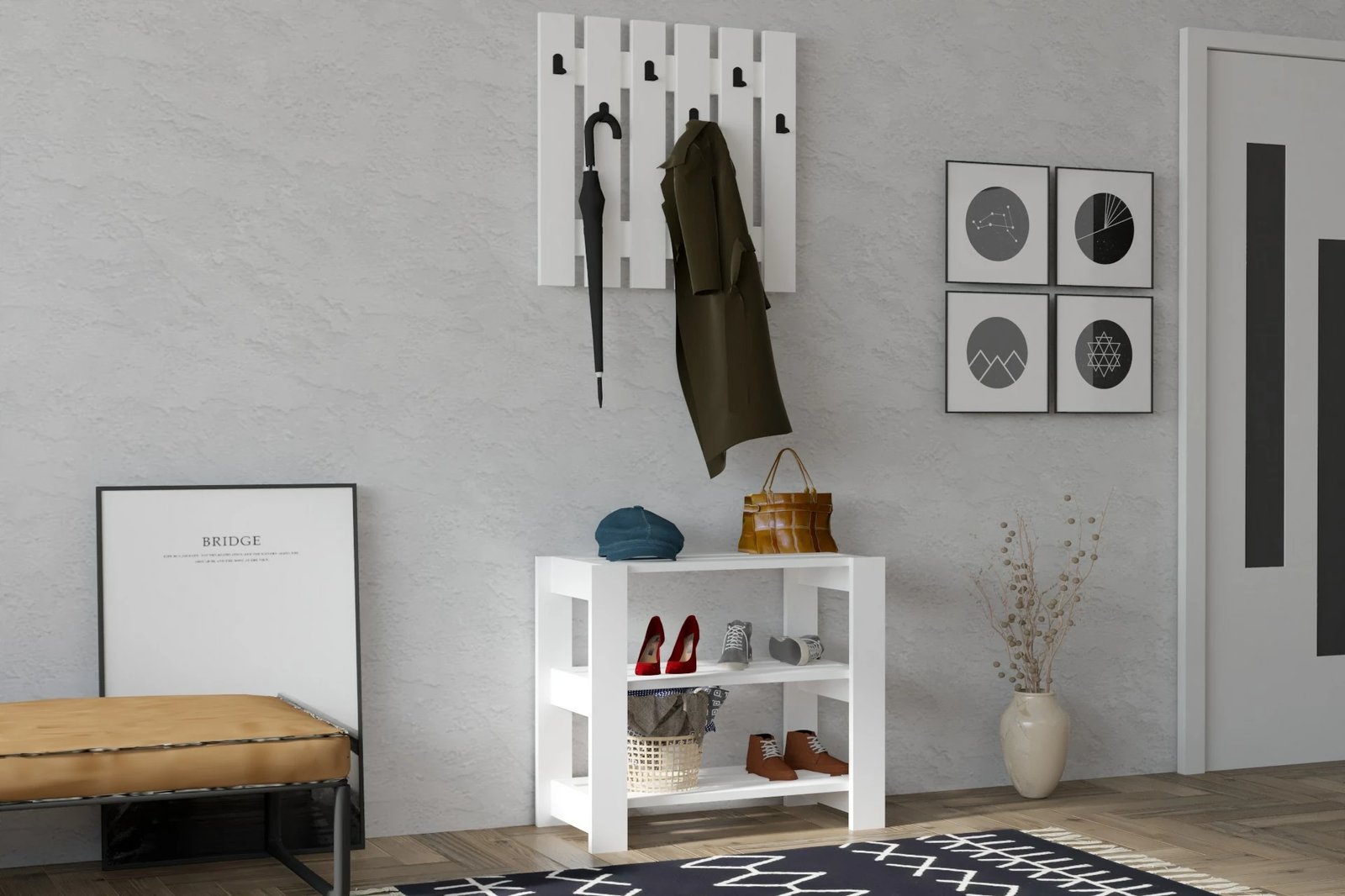 Stendë për korridor, ngjyrë e bardhë, Skye Decor, Friends