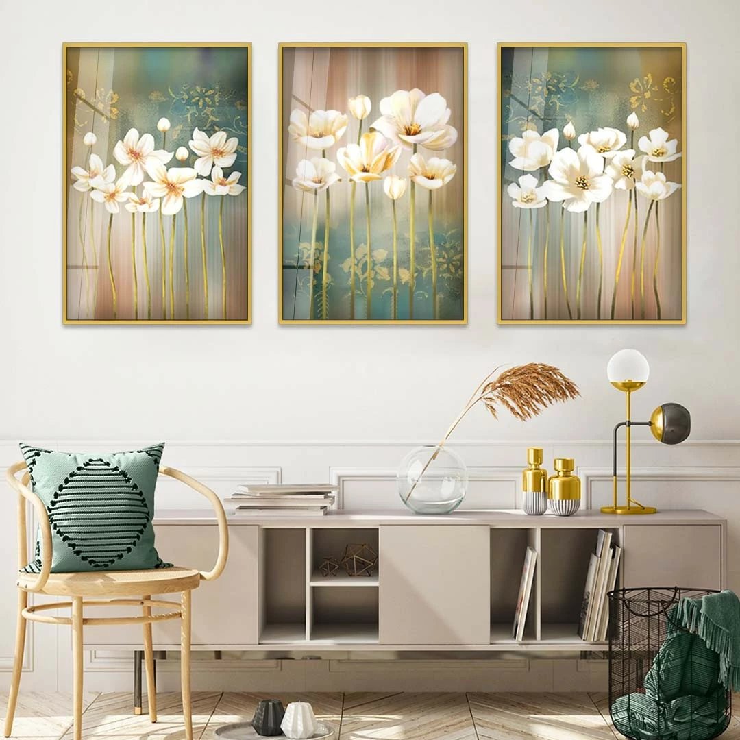 Pikturë dekorative prej xhami të temperuar, Wallity, Huhu388, shumëngjyrëshe, 30x40cm (3 copë)