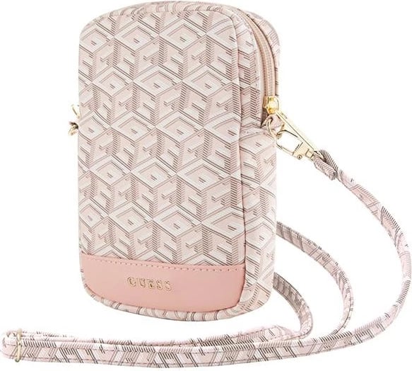 Mbështjellës për celular Guess Zip GCube Bottom Stripe, rozë